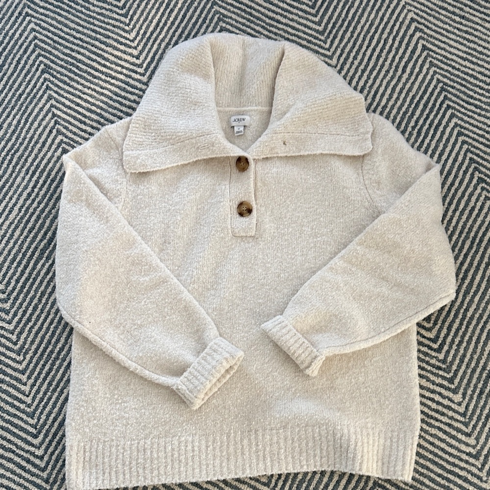 J. Crew Cream Cowl Neck Sweater with Button Accents